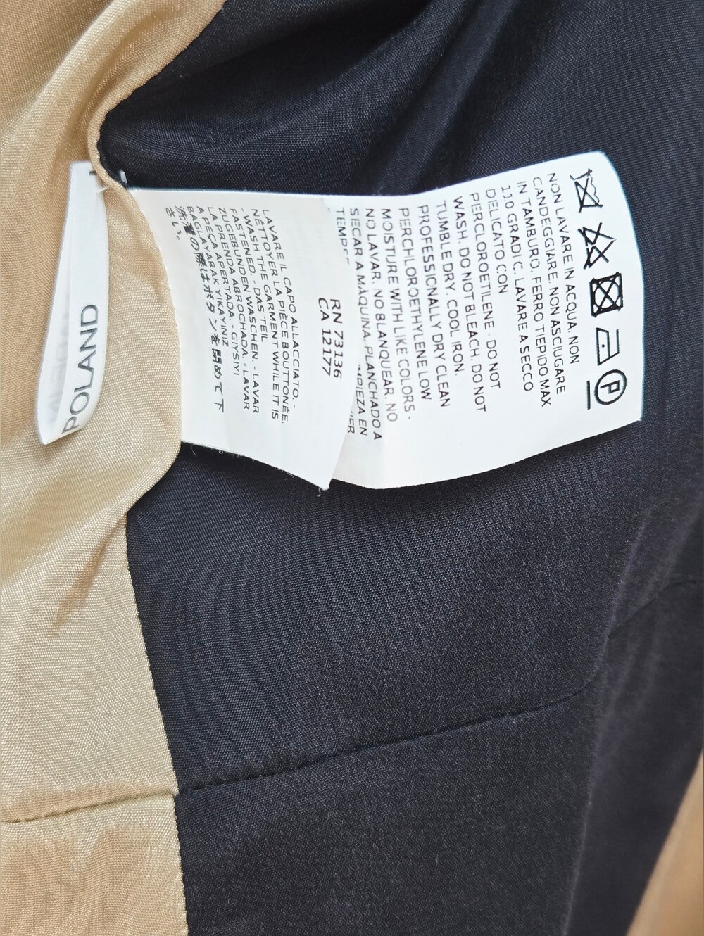 Max Mara Studio Wool Blend Hidden Snap Jacket Blazer Beige Black Size 10 - Picture 12 of 14